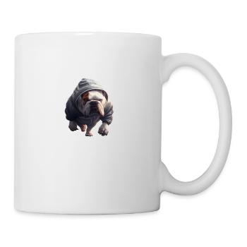 Chien avec sweat à capuche - Mug blanc - blanc - Droite