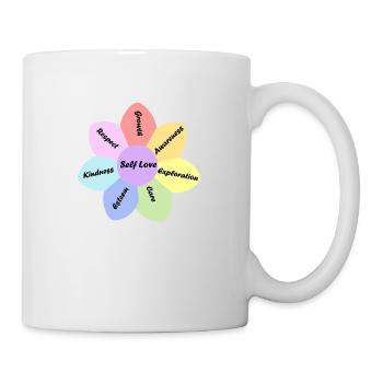 Regenbogen-Pastellfarbe Selbstliebe Grundlagen - Tasse - Weiß - Rechts