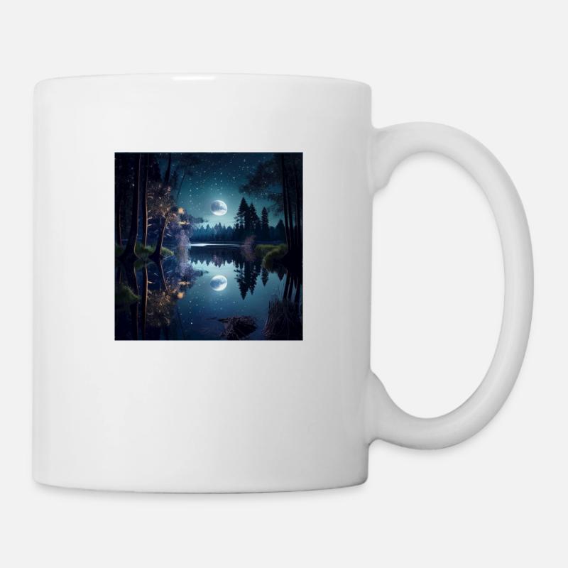 Fairy tale forest shooting stars moon lake - Tasse - Weiß