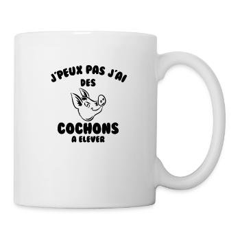 J’peux pas j’ai des cochons à élever - Mug blanc - blanc - Droite