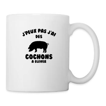 J’peux pas j’ai des cochons à élever - Mug blanc - blanc - Droite