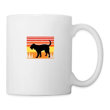 Griffon Nivernais Chien Amour Silhouette Rétro Coucher de Soleil - Mug blanc - blanc - Droite