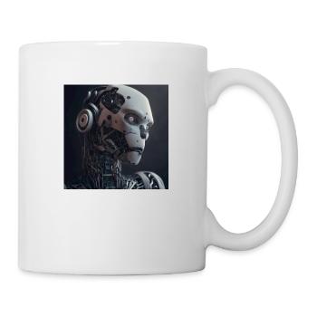 Blauäugiger Cyborg-Roboter - Tasse - Weiß - Rechts