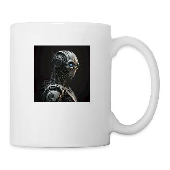 Blauäugiger Cyborg-Roboter - Tasse - Weiß - Rechts