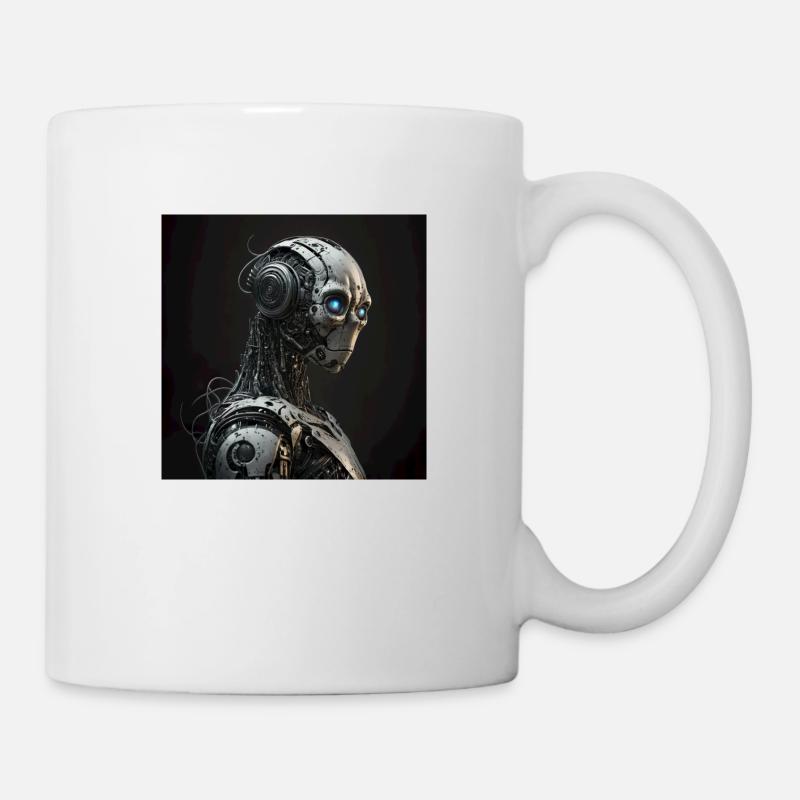 Robot Cyborg yeux bleu - Mug blanc - blanc