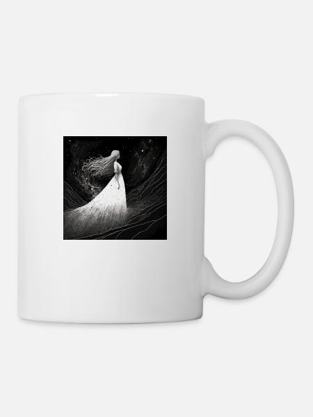 Lady Blache betrachtet die Sterne - Tasse - Weiß