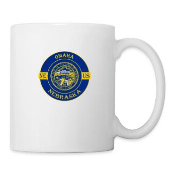 Omaha Nebraska Flagge USA Reise Souvenir Abzeichen - Tasse - Weiß - Rechts