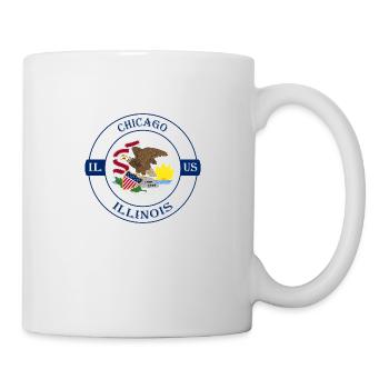 Chicago Illinois Flag USA Travel Souvenir Badge - Mug - white - Right