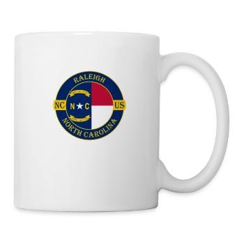 Raleigh North Carolina Flagge USA Souvenir Abzeichen - Tasse - Weiß - Rechts