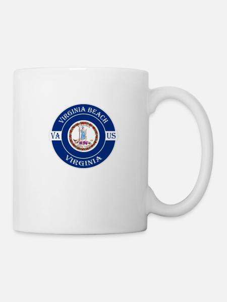 Virginia Beach Virginia Flag USA Souvenir Badge - Mug blanc - blanc