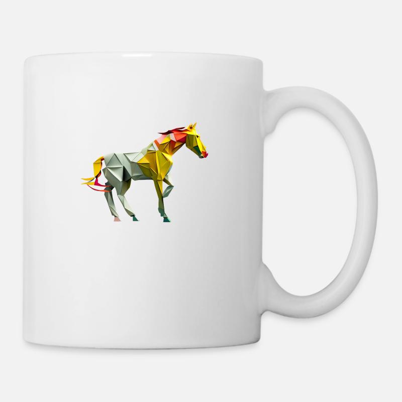 origami geometry horse colorful modern arty - Mug - white