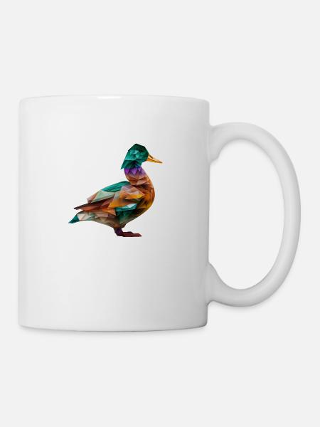 Origami Geometrie Ente bunt modern arty - Tasse - Weiß