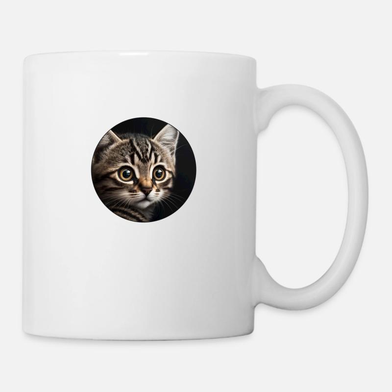 süßes Tabby-Kätzchen mit großen Augen - Tasse - Weiß