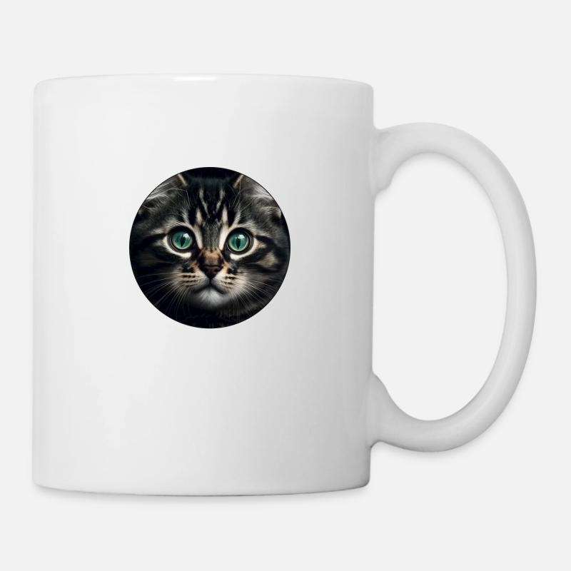 süßes Tabby-Kätzchen mit großen Augen - Tasse - Weiß