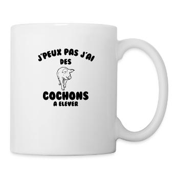 J’peux pas j’ai des cochons à élever - Mug blanc - blanc - Droite