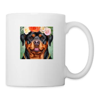 Roxy Rotty Rottweiler with Flowers in her Hair - Mug - white - Right