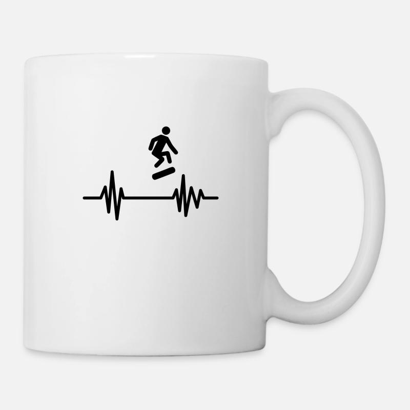 Skate Herzschlag - Cooles Skateboard Design - Tasse - Weiß
