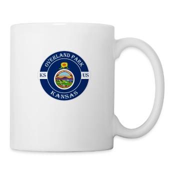 Overland Park Kansas Flag USA Souvenir Badge - Mug - white - Right