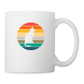 Cat Shirts Sunset Retro Cat Cat Friend Sun - Mug - white - Right