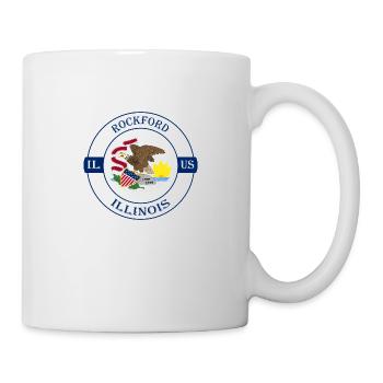 Rockford Illinois Flag USA Travel Souvenir Badge - Mug blanc - blanc - Droite