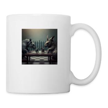 Sweet chess game between two animals - Mug - white - Right