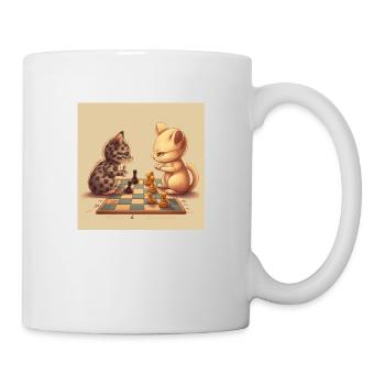 Süßes Schachspiel zwischen zwei Tieren - Tasse - Weiß - Rechts