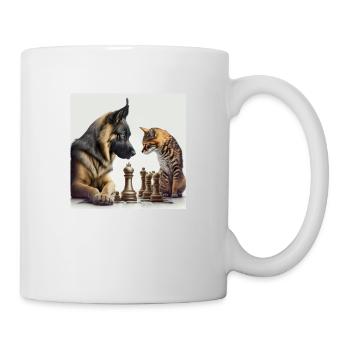 Süßes Schachspiel zwischen zwei Tieren - Tasse - Weiß - Rechts