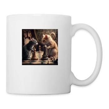 Süßes Schachspiel zwischen zwei Tieren - Tasse - Weiß - Rechts