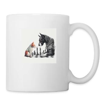 Süßes Schachspiel zwischen zwei Tieren - Tasse - Weiß - Rechts