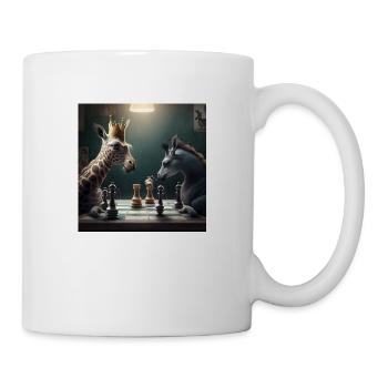 Süßes Schachspiel zwischen zwei Tieren - Tasse - Weiß - Rechts