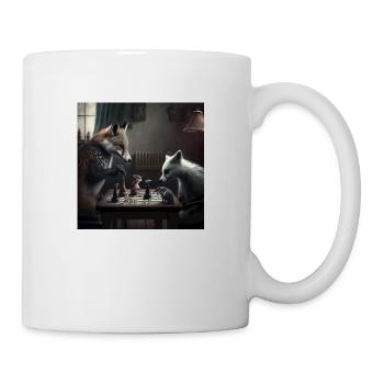 Schönes Schachspiel zwischen zwei Tieren - Tasse - Weiß - Rechts