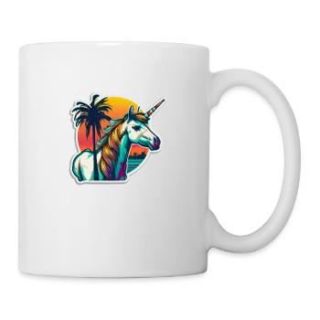 Regenbogen Hipster Einhorn mit Sonnenbrille - Tasse - Weiß - Rechts