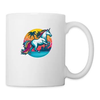 Regenbogen Hipster Einhorn mit Sonnenbrille - Tasse - Weiß - Rechts