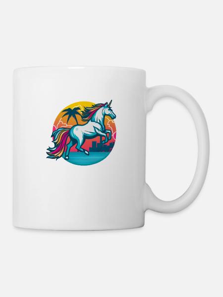 Licorne hipster arc-en-ciel avec lunettes de soleil - Mug blanc - blanc