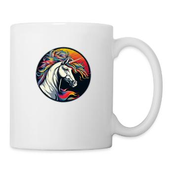 Regenbogen Hipster Einhorn mit Sonnenbrille - Tasse - Weiß - Rechts