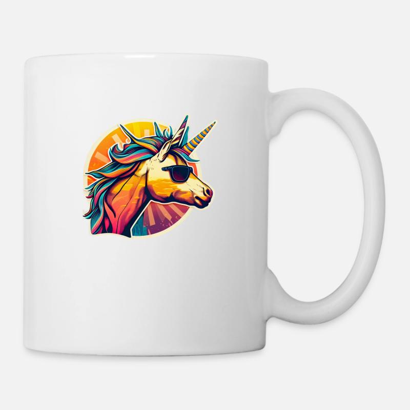Rainbow Hipster Unicorn with Sunglasses - Mug - white