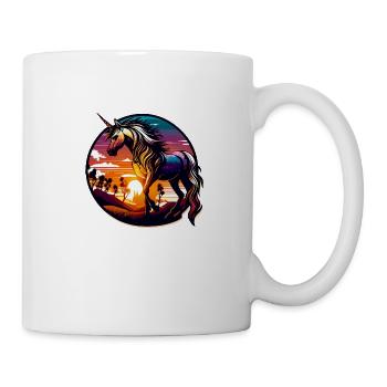Regenbogen Hipster Einhorn mit Sonnenbrille - Tasse - Weiß - Rechts