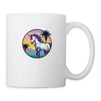 Regenbogen Hipster Einhorn mit Sonnenbrille - Tasse - Weiß - Rechts