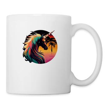 Regenbogen Hipster Einhorn mit Sonnenbrille - Tasse - Weiß - Rechts