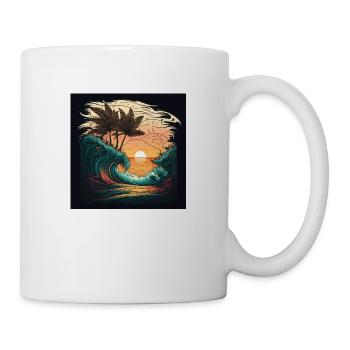 Ocean waves Sunset Palms - Mug - white - Right