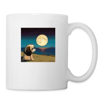 Chien regardant la lune - Mug blanc - blanc - Droite