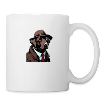 Labrador Pop Art Detective Dog in Suit - Mug - white - Right