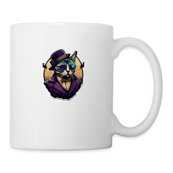 Chat pop art avec lunettes et costume - Mug blanc - blanc - Droite