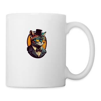 Chat pop art avec lunettes et costume - Mug blanc - blanc - Droite