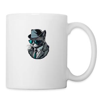 Chat pop art avec lunettes et costume - Mug blanc - blanc - Droite