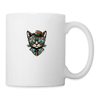 Chat pop art avec lunettes et costume - Mug blanc - blanc - Droite