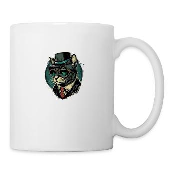 Chat pop art avec lunettes et costume - Mug blanc - blanc - Droite