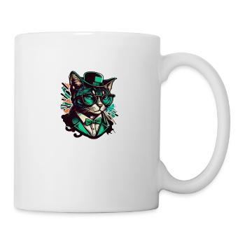 Chat pop art avec lunettes et costume - Mug blanc - blanc - Droite