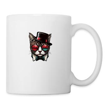 Chat pop art avec lunettes et costume - Mug blanc - blanc - Droite