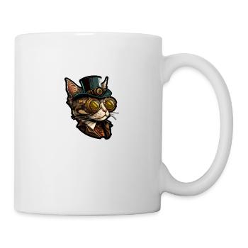 Chat Steampunk avec chapeau et lunettes - Mug blanc - blanc - Droite